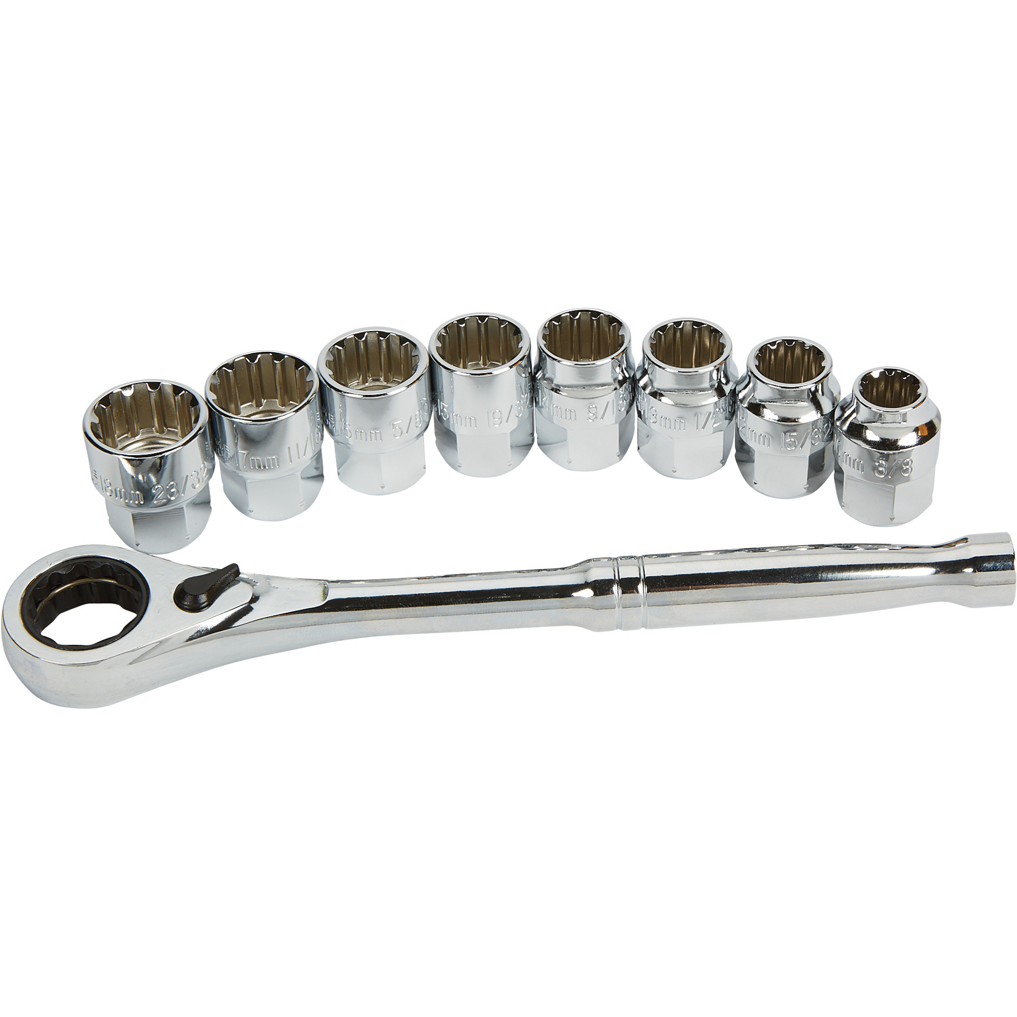 Sure Bilt Pass-Through Spline Socket Set, 9-Pc., 3/8in. Drive, Model# UC1150TJ